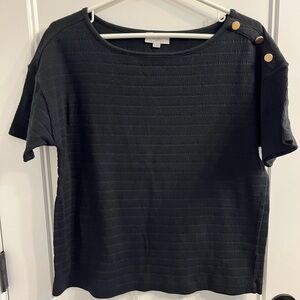 Ann Taylor LOFT Outlet Women Black Short Sleeve Shirt